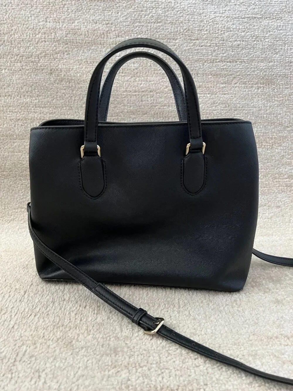 Kate Spade Laurel Way Evangelie Black Saffiano Leather Satchel Crossbody Bag